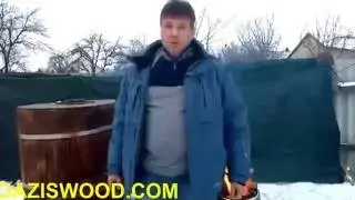 Офуро, фурако, японская баня, чан Hot Tub из дерева для двоих с наружной печкой.