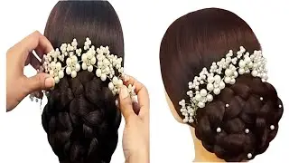 Simple hair style for long hair for saree | bun style for wedding | lambe balon ka jura style 