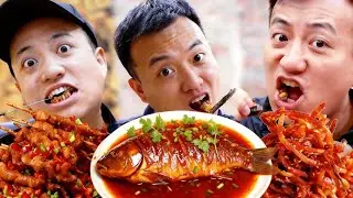 Village Funny Mukbang ｜Grilled Stone Food ｜Wild Cooking ｜Cooking And Eating Special Food Collection