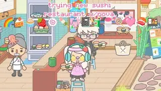 trying sushi restaurant w/ nova🌈🍰🍱