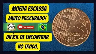 Moeda escassa e muito procurada! 5 centavos 2008, dif&iacute;cil de encontrar no troco.