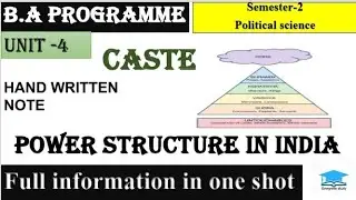 BA programme |2 semester political science | unit 4 power structure in India | caste | #writtennote