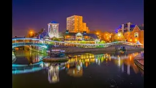 Birmingham, UK at night (drone footage)