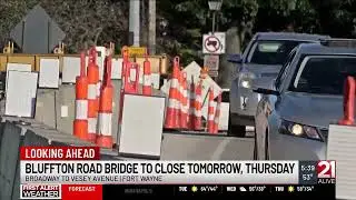 Bluffton Road Bridge to close Wednesday, Thursday
