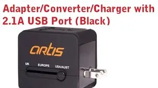 Artis UV200 Universal Travel Adapter/Converter/Charger with 2.1A USB Port (Black)