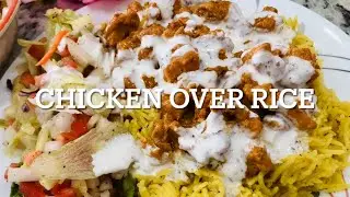 Creamy Chicken Over Rice with Tangy White Sauce Better Than Takeout| Cart-Style Chicken Rice Platter