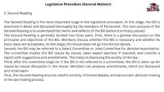 Legislative Procedure General Matters