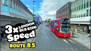 LONDON BUS RIDE 3x Speed, 85, Kingston to Putney Bridge, Tour in Diorama-like London, 4K