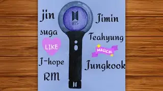 How to draw BTS lightstick with pencil|BTS Festa 2025 drawing|pencil drawing|BTS lightstick drawing