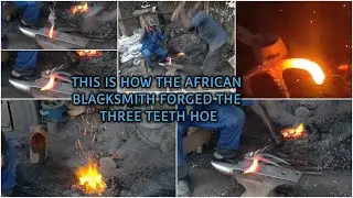 AFRICAN BLACKSMITHING - THREE TEETH HOE FORGED USING TRADITIONAL TOOLS