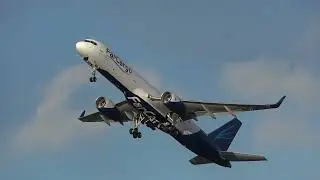 Delayed take off due to birds distraction. FarCargo Boeing 757-200 
