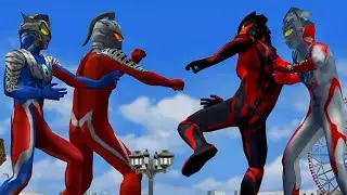 ULTRAMAN ZERO & ULTRA SEVEN VS ULTRAMAN BELIAL & TAIGA - ULTRAMAN FIGHTING EVOLUTION TAG TEAM