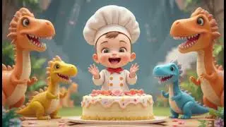 Pat a Cake Dino Bake | Fun Dinosaur Baking Song for Kids | Dino Kitchen Adventure Rhyme