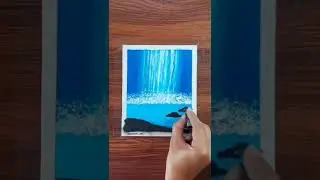 beautiful waterfall scenery drawing with oil pastel colour #shorts #tutorial