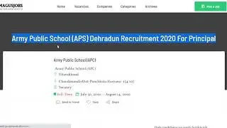 Army Public School  Dehradun Recruitment 2020 | APS | Uttarakhand Jobs | Vacancy | India Jobs