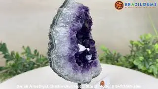 Model # 5490AM-266 Small Amethyst Cluster on a Metal Stand by BrazilGems.com 🏷 FOR SALE🛍🛒Shop Now 