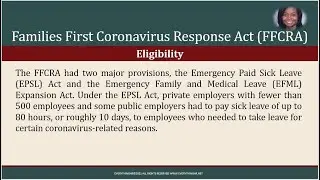 FFCRA - Emergency Paid Sick Leave and Emergency Family and Medical Leave