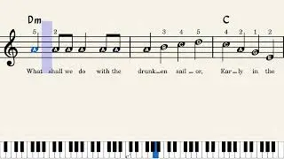 Drunken Sailor - Easy Keyboard Sheet Music with Letters