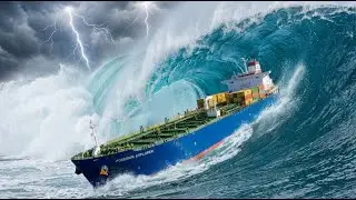 Giant Oil Tanker Captured in a Monster Tsunami | Realistic Disaster Simulation (AI VFX)