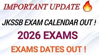 JKSSB EXAMS CELANDAR 2026 #JKSSB