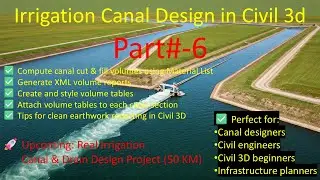 🌾 Irrigation Canal Design Civil 3D Part 6 | Earthwork & Material Volumes