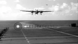 US Grumman S2F Tracker aircraft approaches USS Valley Forge (CVS-45) during Opera...HD Stock Footage