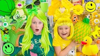GREEN vs YELLOW Riddle Challenge with Sisters Play Toys
