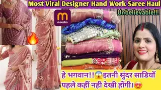 🤩Huge Meesho Designer Saree Haul | Heavy Stonework, Handwork & Readymade Blouse | Meesho Haul