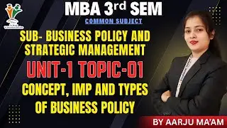 CONCEPT OF BUSINESS POLICY - MBA 3rd SEM | BUSINESS POLICY & STRATEGY MGT | (UNIT-1) | BY AARJU MAAM