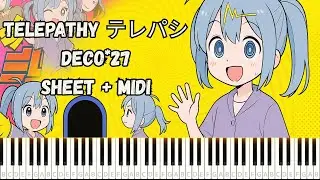 Telepathy テレパシ / DECO*27 PIANO TUTORIAL SHEET + MIDI #piano #deco27 #hatsunemiku