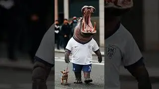 The hippo and his pintcher #ai #animation #animals #hippo #funny