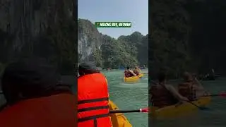 My first time experience at Kayaking 🚣&zwj;♀️ 📍Halong Bay #youtubeshorts #shortvideo #shortvideo
