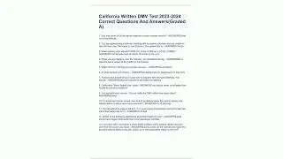 California Written DMV Test 20232024 Correct Questions And AnswersGraded A43