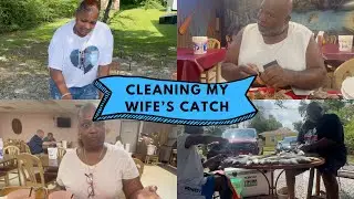 CLEANING MY WIFE'S CATCH WITH MR JAMES #fish #cleaningfish #fishing #fyp #food #familyfun #eating