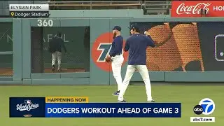 Dodgers practice at home ahead of World Series Game 3 Monday