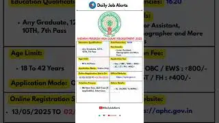 AP High Court Recruitment 2025 | New Vacancy 2025 | Daily Job Alerts #shorts