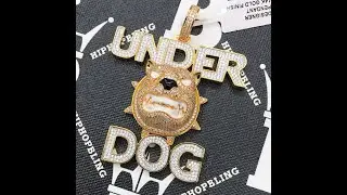 Under Dog Custom Simulated Diamond Gold Hip Hop Pendant | Limited Edition | K21573G