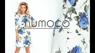 Sukienka numoco w kwiatowy wz&oacute;r - chabrowa 88-17