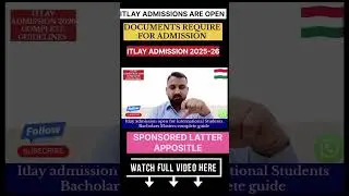 Study in Italy 2025  Admissions l Documents, Scholarships & Visa Tips 🇮🇹 #studyinitaly