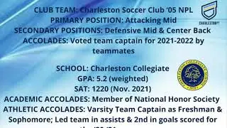 2023 Charlie Olson - &lsquo;21 Fall NPL Club Soccer Highlights (Charleston Soccer Club)