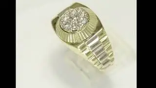 Mens Natural Diamond President Ring .56CT 14K Multi-Tone Gold Size 11.75 - 34498