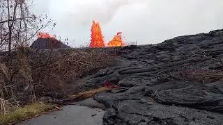 Kilauea eruption in Leilani Estates. Doghouse House on Kahukai  revisited after sunrise May 24, 2018