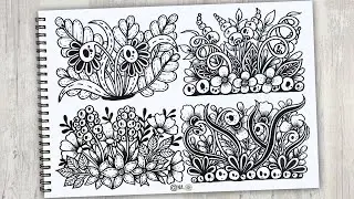 🌼🌿4 Ideas To Draw Easy Flowers Doodle For Beginners🌿🌼