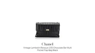 Mau Jual Tas Branded? Chanel Vintage Lambskin Reissue 2.55 Chocolate Bar Multi Pocket Flap Bag Black