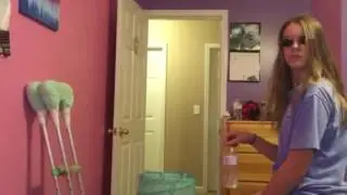 Water Bottle Flipping off of crutches!