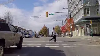 Driving in Vancouver - East Broadway Autumn Leaves - British Columbia Canada