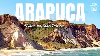 ARAPUCA 🌈 Praia de falésias coloridas entre Coqueirinho e Tambaba - 40km de João Pessoa - Drone 4K