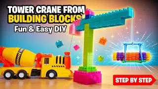 Satisfying Tower Crane from Building Blocks | Relaxing ASMR Construction Build
