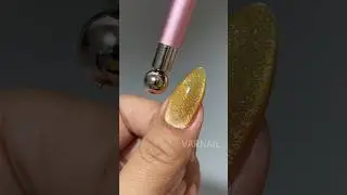 💛Gold Cat Eye for Fall! 💅Try this powerful Magnetic Bead to get center Cat Eye Design Easily! #nail