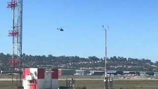 Robinson R66 Helicopter taking off from Torrance Airport 